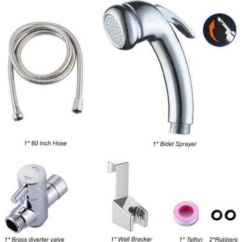 Home Wash Bidet Sprayer Set Accessories Car Hand Held Easy Install ABS Pet Toilet Bathroom Shower Diaper Cleaning Hose Holder