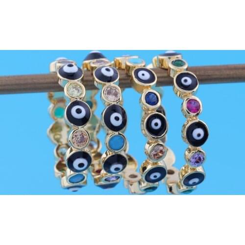 Bohemian Rainbow Evil Eye Rhinestone Filled Gold Rings For Women Vintage Midi Mens Ring on Finger Devil Jewelry for Women