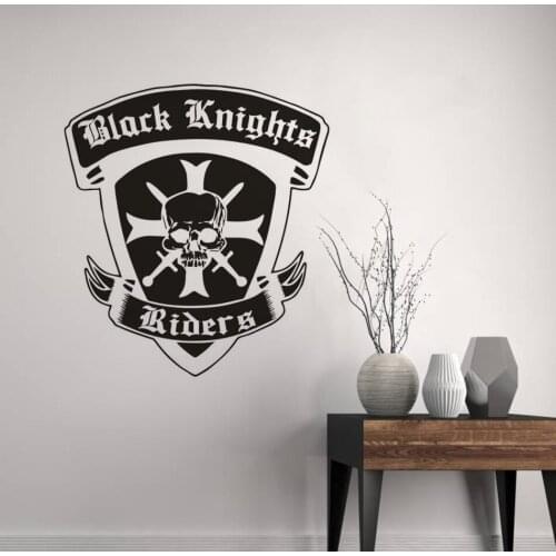 Black Knights Vinyl Wall Mural Pirate Skull Head Design Wall Sticker Home Interior Decor Riders Removable Wall Art Decals AZ671