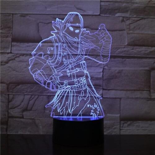 Raven Skins Game Table Desk Lamp 7 Colors Touch Switch 3D Visual LED Lava Light Acrylic Illusion Room Lighting Toys Gift 2303