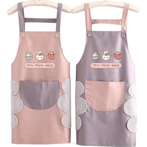 Summer apron womens household kitchen waterproof and oil-proof overalls fashion wipe hands sleeveless waist bib adult