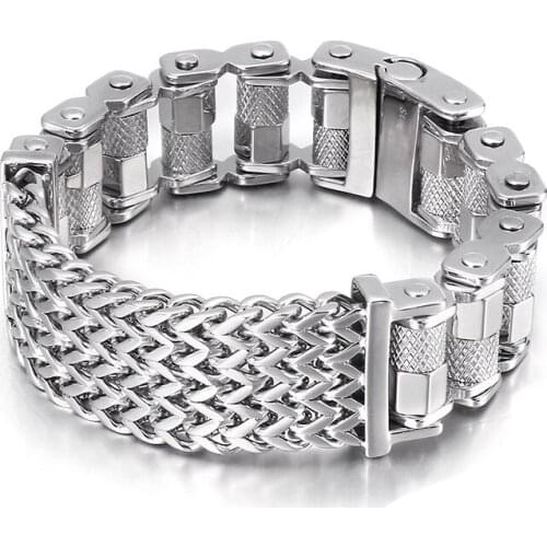 HAOLYNJOY Wrist Band Chain Mechanical Mens Chain Shiny Stainless Steel Bracelet Party Accessories