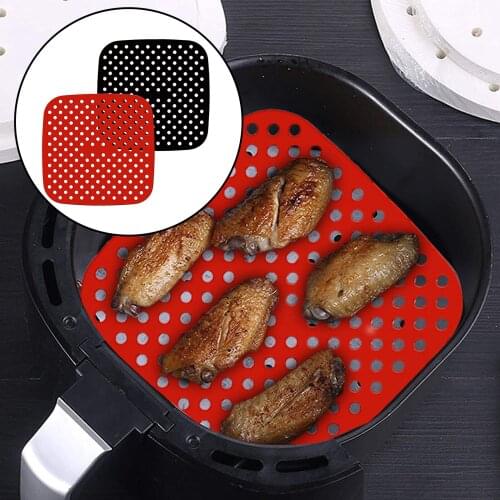 Reusable Air Fryer Liners Silicone, 8.5-Inch Square Non-Stick Basket Mat Accessories For 5.8 Quarts And Larger Air Fryer 2 Packs