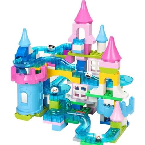 Marble Race Run Maze Ball Track Funnel Jungle And Snowice Crystal Slide Building Blocks Sets Brinquedos Duplo Bricks Kids Toys