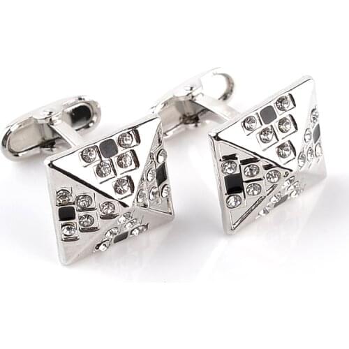 Egyptian Pyramids Cufflinks For Men Square crystal Cuff Links Business Shirt Cuff Buttons for wedding wear father boyfriend