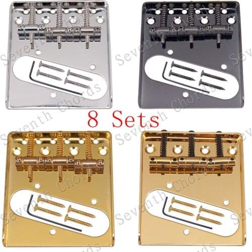 8 Set 4 Colors Ashtray TL Electric Guitar Bridge with 3 Saddle - Chrome & Black & Gold -(Strings through bridge or body)