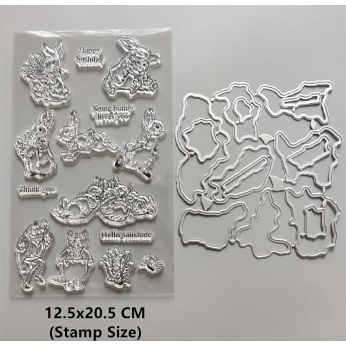 2021 New Rabbit Crocodile Cat Clear Stamps and Metal Cutting Dies DIY Scrapbooking Embossing Album Seal Template Punch Stencils