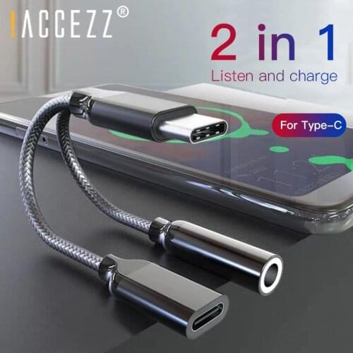 !ACCEZZ Type C to Type-C 3.5mm AUX Adapter Charging Listening Calling Connector For Huawei Mate 20 Samsung Xiaomi LG Audio Cable