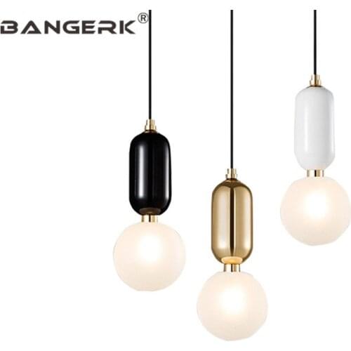 Simple Iron Glass Ball Luminaire LED Pendant Light Loft Decor Modern Hanging Lamp Home Deco Lights Pendant Lighting Fixtures