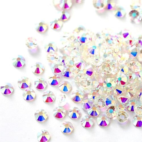 SS3-SS30 Transparent clear AB Nail Art Rhinestones Glitter Strass Glass Rhinestone for Nails Stones Nails Art Decorations H0941
