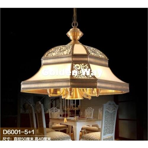 Nordic Bronze Modern European Brass Pendant Antique Brass Chandelier D50cm Vintage Copper Glass LED AC110V/220V 100% Guaranteed