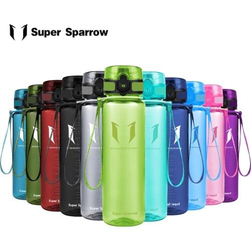 Super Sparrow Sports Water Bottles Outdoor Portable Bicycle Drink Juice Cup Leakproof BPA Free Tritan Bottle 350ml-1000ml
