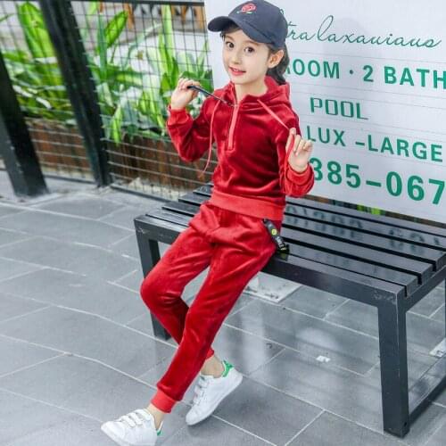 Sport Sets Kids Clothes Sets for Girls Suit New Fashion Little Spring Leisure Long-sleeve Sportswear+pant 4-12 Ages Red Pink