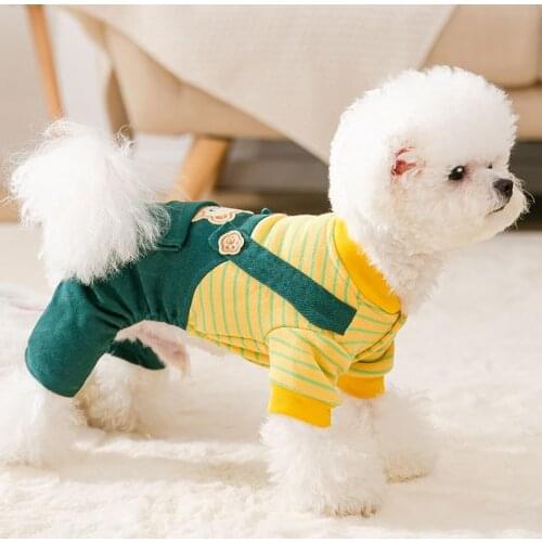 Dog Sweater Winter Striped Overalls Soft Comfortable Kitten Puppy Four-Legged Clothes Fashion Cute Hoodie Bulldog Pet Jumpsuits