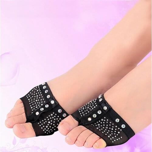 1 pair Belly Ballet Dance Bright drilling Toe Pad Practice Shoe Foot Thong Care Tool Half Sole Gym Sock Dance shoes