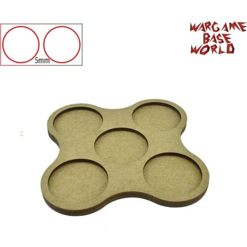 Wargame Base World - Movement Tray - 5 bases 40mm round - Star Shape MDF