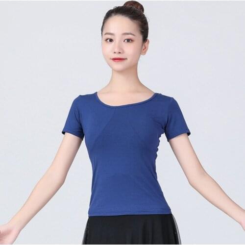 2021 New CM006 Short Sleeve Female Latin Dance Tops O Neck Design Latin Dancing Tops Performamnce Modern Dance Dress