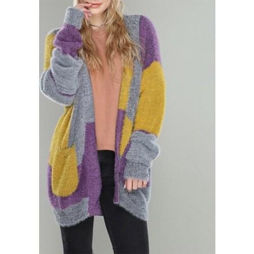 Women Mid-long Cardigans Sweater 2021 Autumn Winter Loose Patchwork Printed Open Stitch Women Sweater Cardigans Free Knit Coat