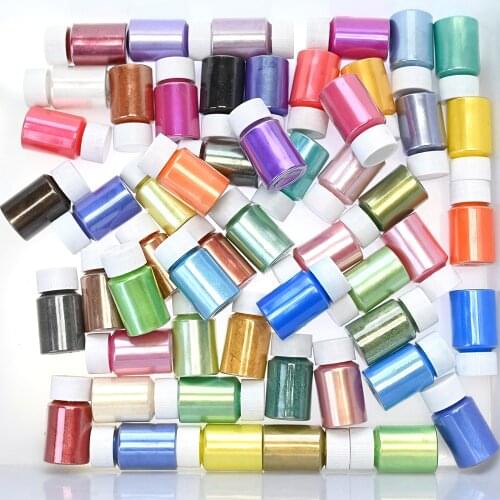 1Bottle Shiny Pearl Powder Nail Art Glitter 54 Colors Superfine DIY Pearlescent Mica Powder Epoxy Resin Mineral Soap Pigment X-8