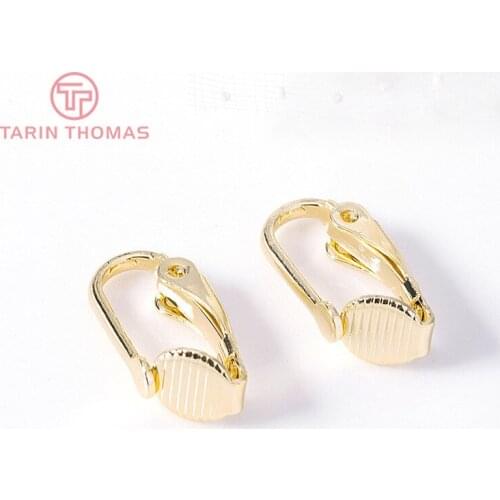 10pcs 10 *16mm 24 Karat Gold Color Coated Brass Earrings Clip Diy Jewelry Discoveries Earrings Accessories Wholesale