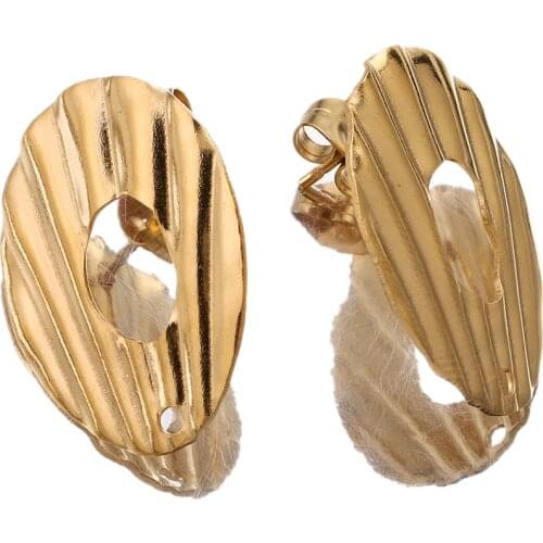 10pcs Stainless Steel Gold Teardrop Sun Flower Round Earrings Posts Earring Findings for DIY Jewelry Making Supplies Wholesale