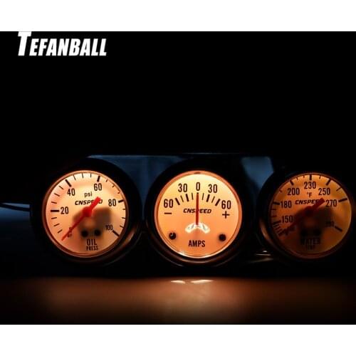 2"52mm Triple Table AMP Kit Universal Hydraulic Water Temperature Current Meter Three In One Car Instrument Modification