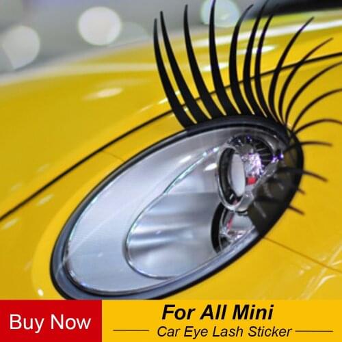 2pcs Auto 3D Black False Eyelashes Fake Eye Lash Sticker Car Headlight Decoration Decal For Mini Cooper One JCW S Car-Styling