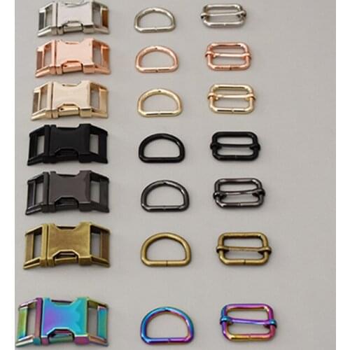 20 suit 25mm 3-piece adjust buckle Zinc Alloy high quality plated metal diy pet collar leash set parts 7 Colour