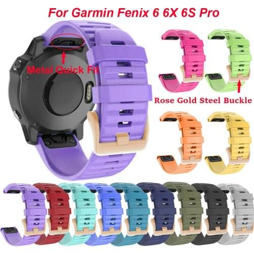 26 22 20MM Silicone Quick Release Watchband Strap for Garmin Fenix 6X 6S 6 Pro Watch Easyfit Wrist Band Strap For Fenix 5 5X 5S