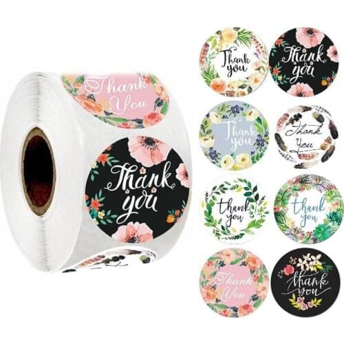 500pcs Round Floral Thank You Stickers 1inch for Wedding Favors and Party Handmade Stickers Envelope Seal Stationery Sticker