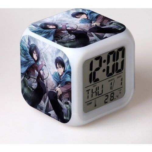 Anime toy Attack On Titan Ackerman 7 Colors Change Touch light Alarm Clock Action Figures for Boys