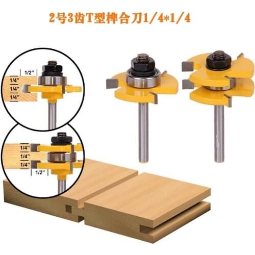 Free shipping 2pc 1/4" Shank high quality Tongue and Groove Joint Assembly Router Bit Set 1-1/2" Stock Wood Cutting Tool