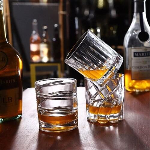 Nordic Crystal Whiskey Glass Transparent Rotating Wine Glass Home Bar Club Tumblers XO Brandy Liquor Spirits Cup Drinkware 285ml