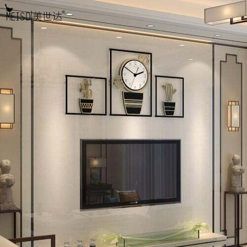 Large Acrylic Wall Clock Cactus Sets Modern Design Silent Hanging Watch Mirror Stickers Living Room Art Poster Wall Clocks
