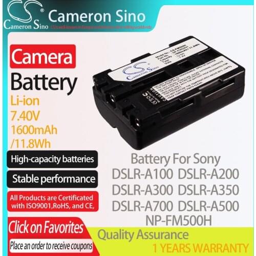 CameronSino Battery for Sony DSLR-A100 DSLR-A200 DSLR-A300 DSLR-A350 DSLR-A700 fits Sony NP-FM500H Digital camera Batteries