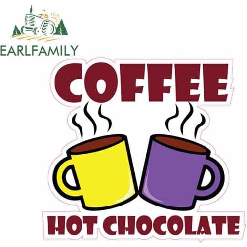 EARLFAMILY 13cm x 11.7cm for Coffee Hot Chocolate Concession Restaurant Food Car Stickers JDM Vinyl Air Conditioner RV VAN Decal