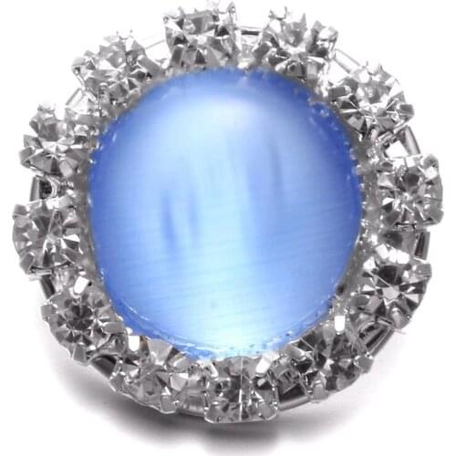 Purple Blue Opal Rhinestone Style Round Shape Metal 18mm Snap Button Charms For Snap Bracelet Snaps Jewelry KZ0576c