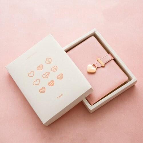Name Customize Cute B6 Diary with Heart Lock PU Leather Notebook School Supplies Lockable Password Writing Pads Girl Women Gift