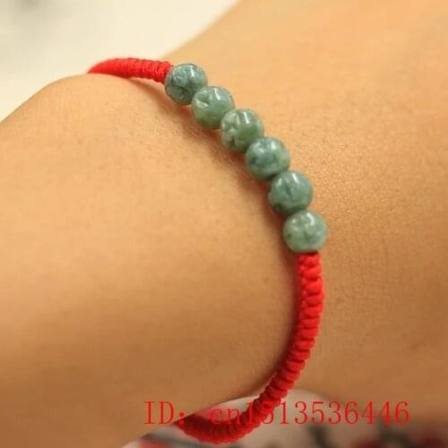 Customized Natural Emerald Beads Knotted Bracelet Adjustable Bangle Jewellery Accessories DIY Hand-Carved Amulet