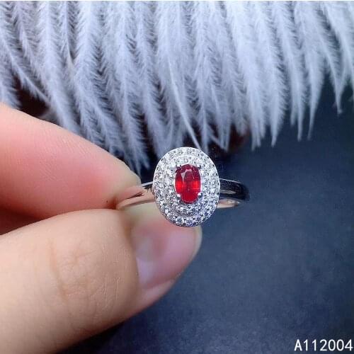 KJJEAXCMY fine jewelry 925 sterling silver inlaid natural gemstone ruby new Female ring lovely Support Detection