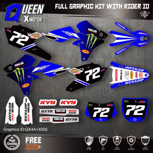 QUEEN X MOTOR Custom Team Graphics Backgrounds Decals 3M Stickers Kit For YAMAHA 14-18YZ250F 15-18YZ250FX WRF250 14-17YZ450F 005