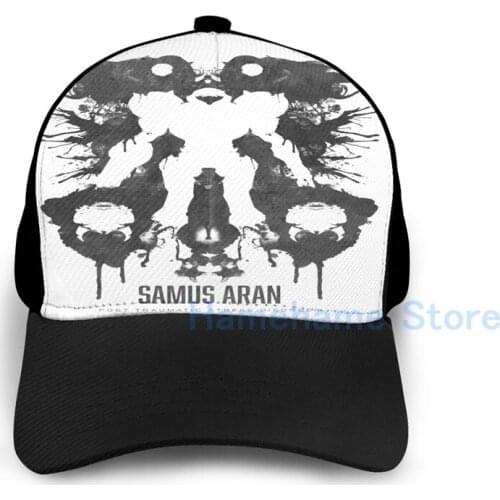 Fashion Samus Aran Metroid Geek Ink Blot Test Basketball Cap men women Graphic print black Unisex adult hat