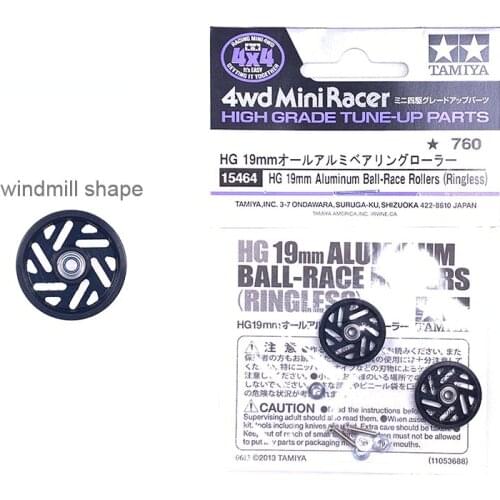 2Pcs CNC 19mm Guide Rollers Lightweight Hollow Anodized Dyed Black Ball Race Rollers 15464 Tamiya MINI 4WD Racing Car Model