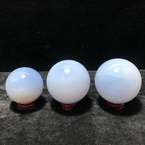Natural Blue Chalcedony Crystal Hand-Polished Sphere Chakra Healing Reiki Home Decoration Stone Handicraft Decoration Sphere