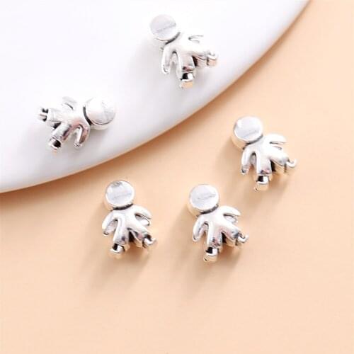 Vintage Silver people big hole beads fit Pandora Charms diy European Bracelets Jewelry Making Handmade 42pcs/lot