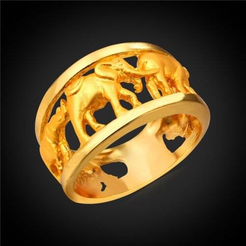 Pop African Elephant Rings For Women Party Gold Color Lucky Rings For Women With Gift Box 2016 Trendy Charms Rings