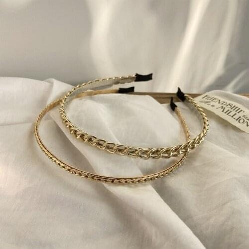Origin Summer Minimalist Gold Color Chunky Curb Chain Hair Band for Women Street Style Metal Party Jewelry Hair Accessories