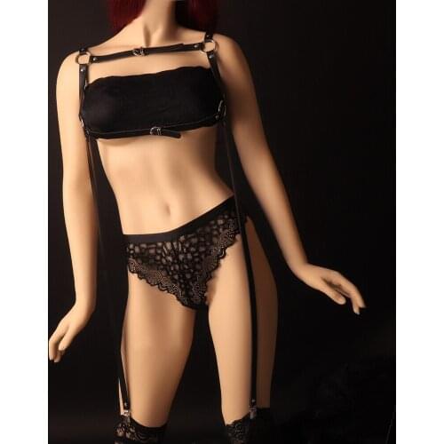 Sexy Hollow Bra Lingerie Fetish Leather Wrap Neck Gentlewoman Garter Belt Bondage Body Harness Fashin Costume Festival Rave