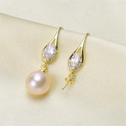 925 Silver Pearl Beads Stud Earrings Setting Base Diy Jewelry Making Findings&Components