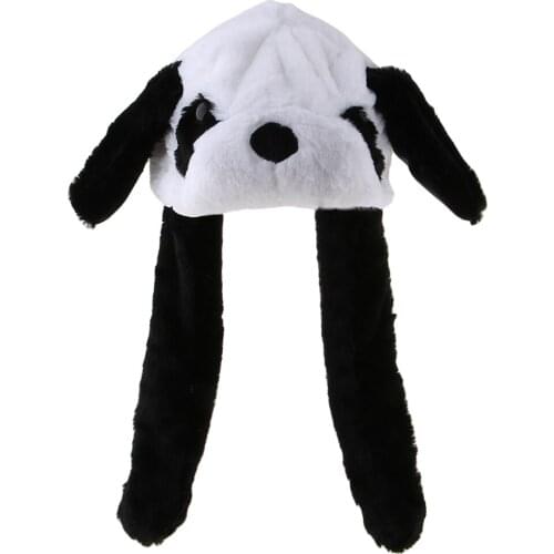 Adults Kids Fashion Moving Ears Hat Plush Panda Animal Earmuff Cap Fluff Toy